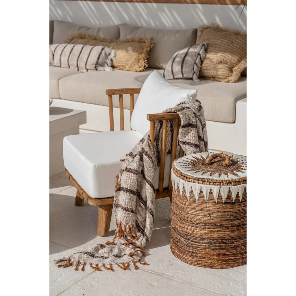 Grand panier à linge en feuille de bananier tressée 55 cm