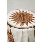 Grand panier à linge en feuille de bananier tressée 55 cm