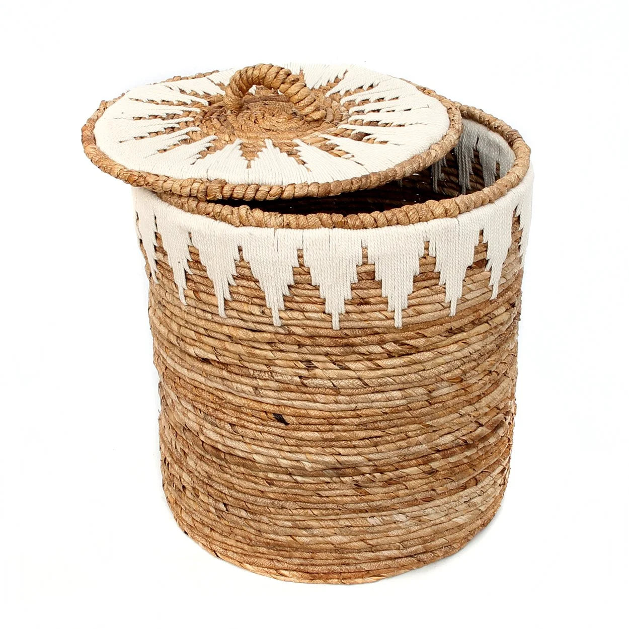 Panier à linge en feuille de bananier tressée avec couvercle, Grand panier de 55 cm