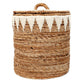 Panier de rangement tissé avec couvercle en feuilles de bananier de 55 cm