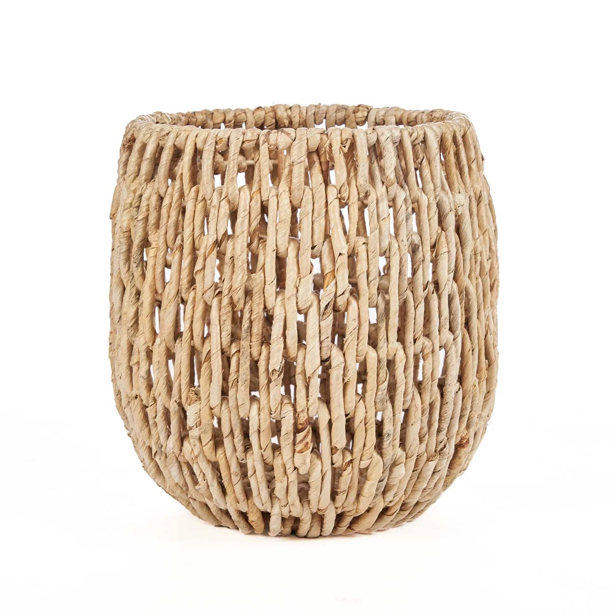 Panier cylindrique tressé en feuilles de bananier grand modèle 45x45x43 cm