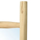 Zoom sur le cadre en bois naturel du grand miroir en teck

