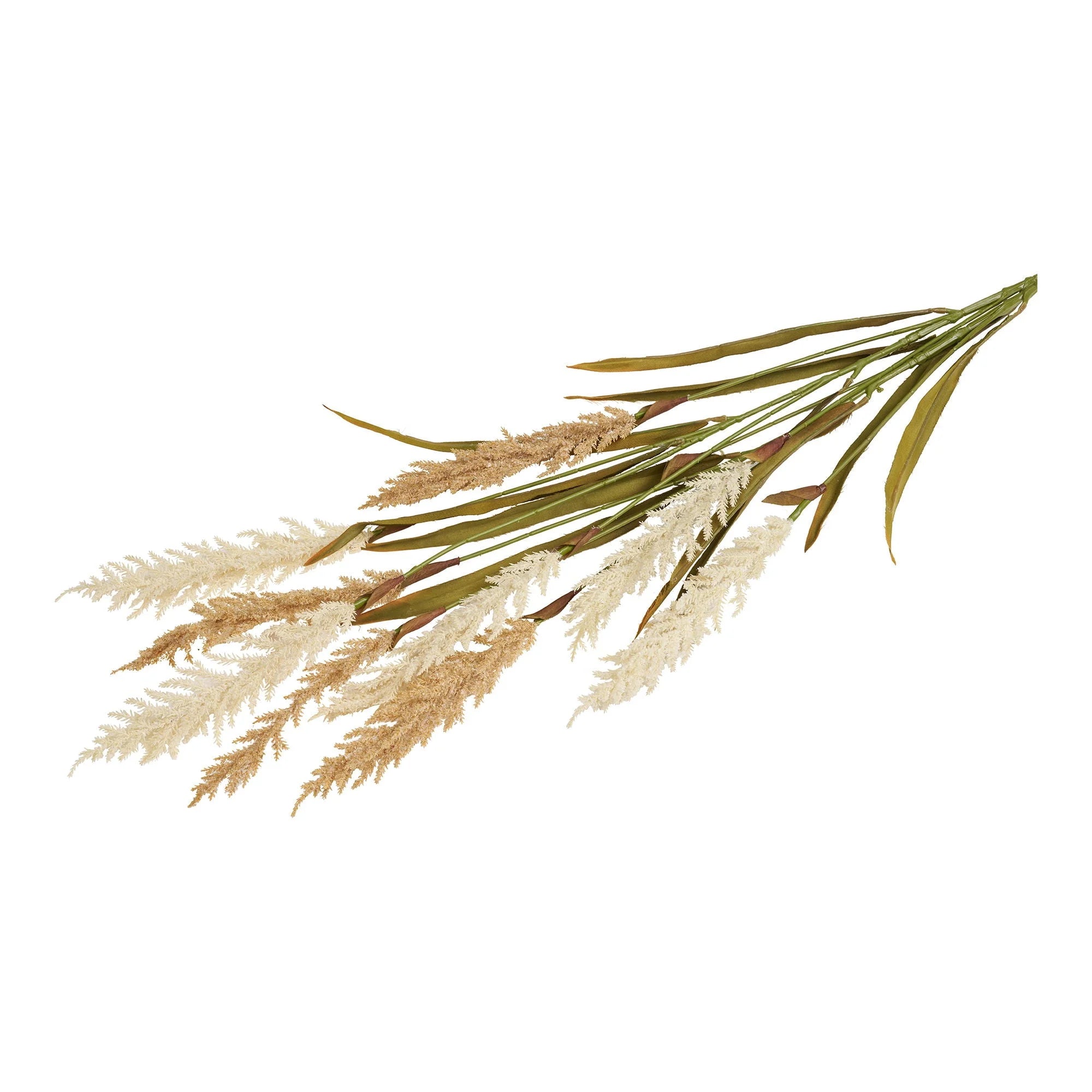 Herbe déco artificielle beige sable et vert olive, lot de 2 tiges H130 cm