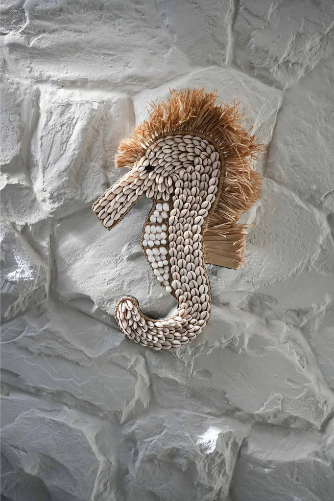 Décoration murale de hippocampe en coquille blanche, idéal pour la mer et la plage