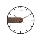 Horloge murale bois et métal noir
