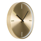 Horloge murale en métal doré brossé avec aiguilles noires, diamètre 30 cm