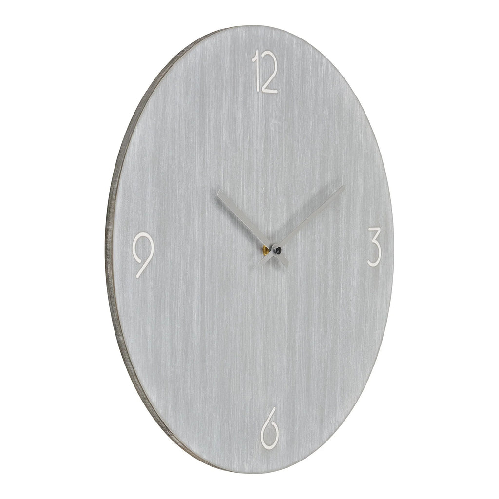 Horloge murale ronde en MDF gris clair ø40 cm silencieuse pour décoration intérieure