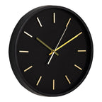 Horloge murale ronde noire Ø35 cm verre métal doré