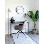 Chaise de bureau moderne taupe rembourrée, cadre métal noir et base étoile 5