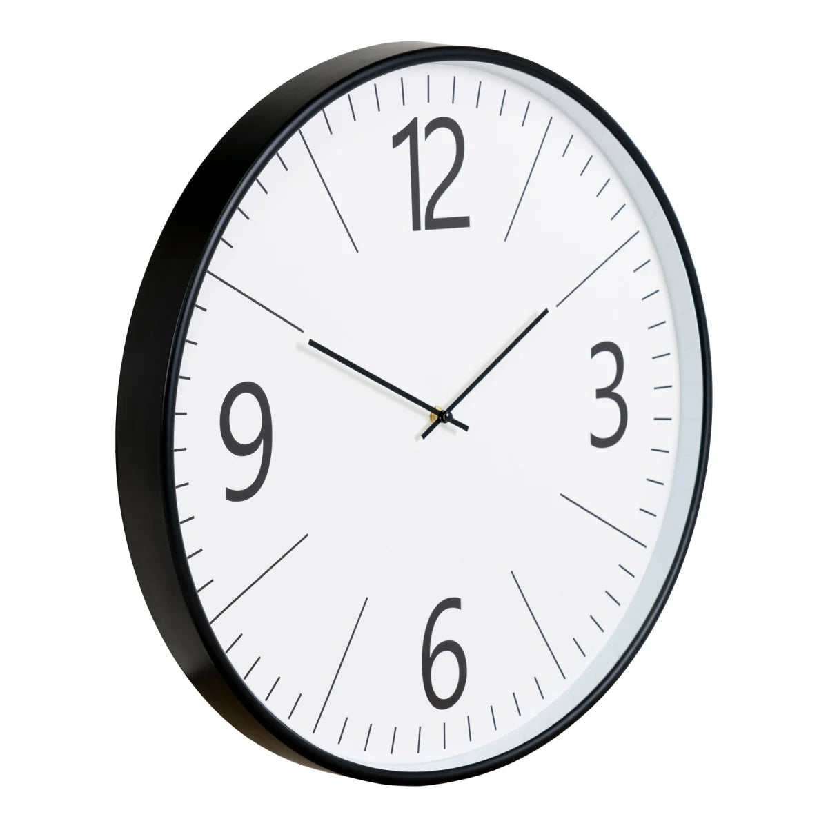 Horloge murale ronde noire et blanche, chiffres larges, Ø51 cm