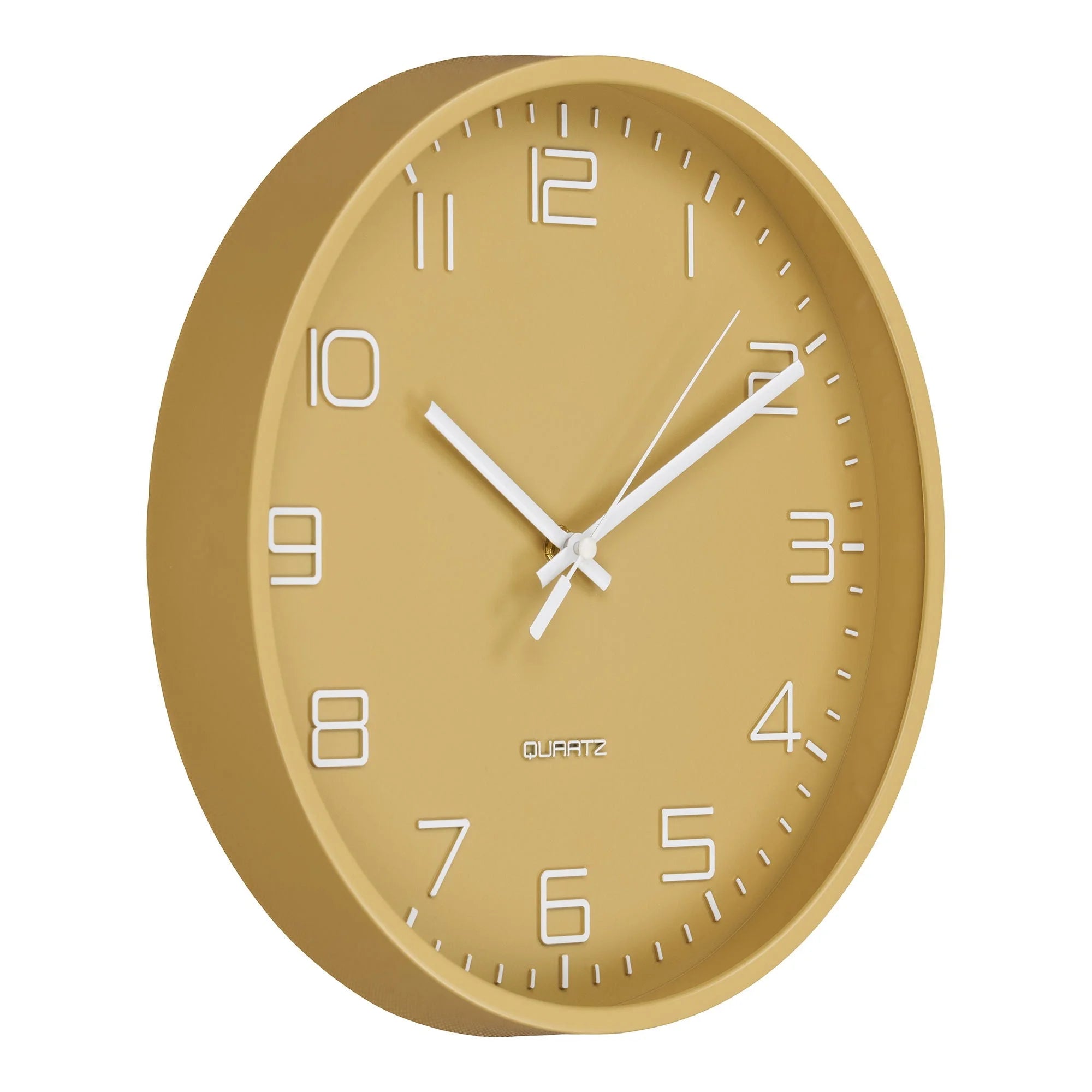 Horloge murale ronde en verre ocre avec mouvement silencieux, diamètre 30 cm