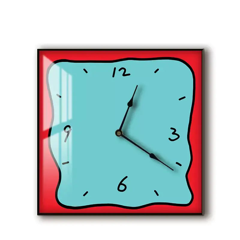 Horloge murale style bande dessinée bleu rouge