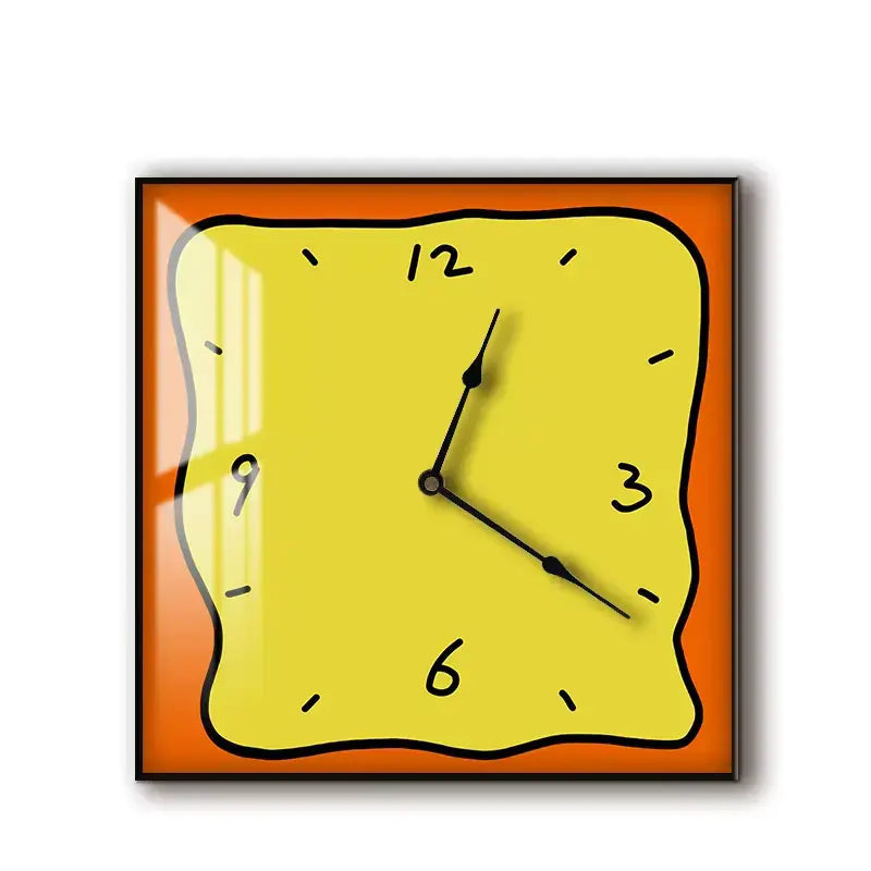 Horloge murale style bande dessinée jaune orange