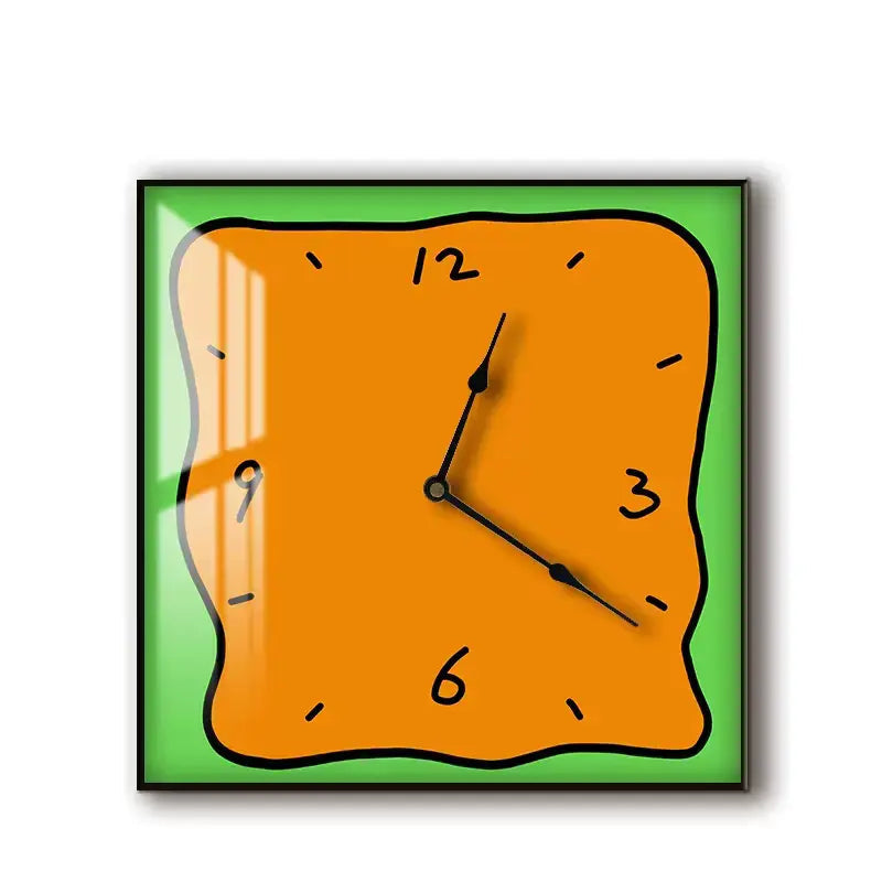 Horloge murale style bande dessinée orange vert