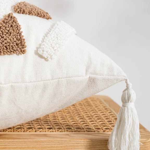 Gros plan de la housse de coussin bohème chic