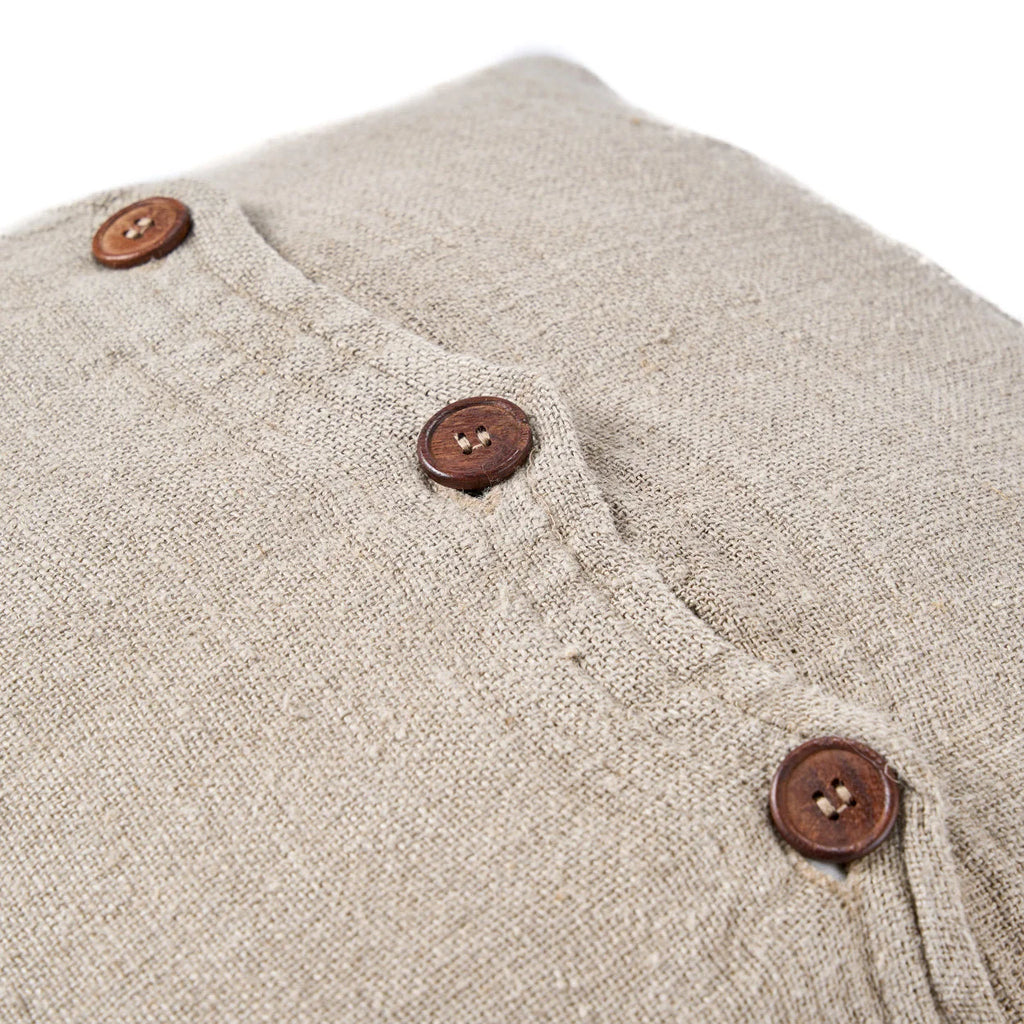 Cardigan beige boutonne beige en bois et tissu texturé