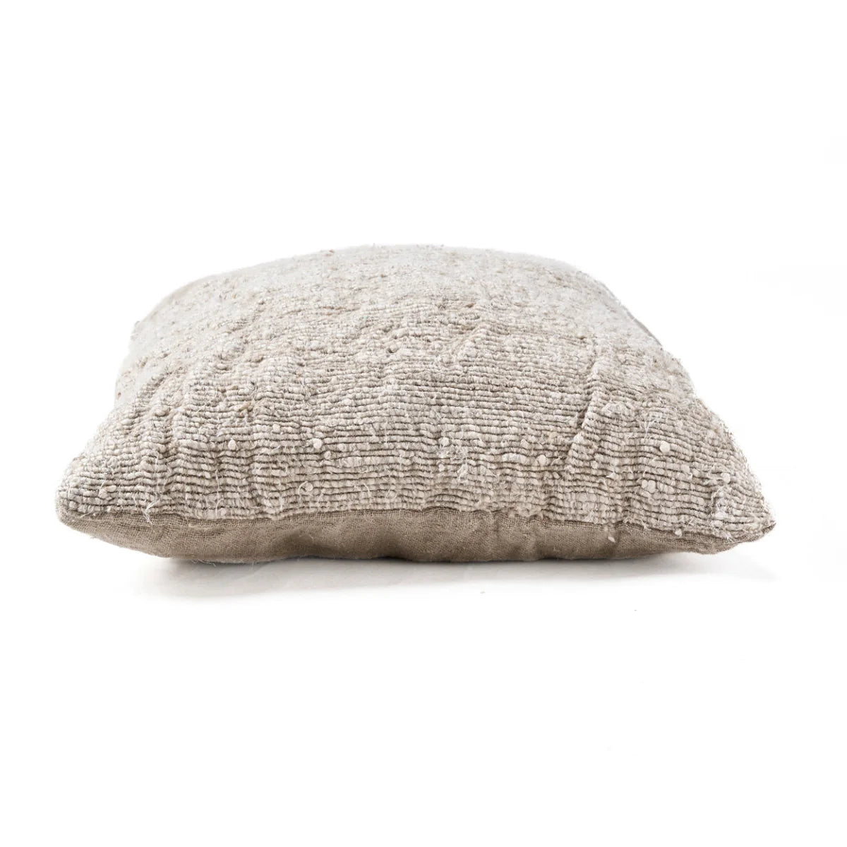 Housse de coussin carré en lin naturel beige écru texturé gris