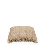 Housse de coussin carrée beige en coton à franges 40x40 cm