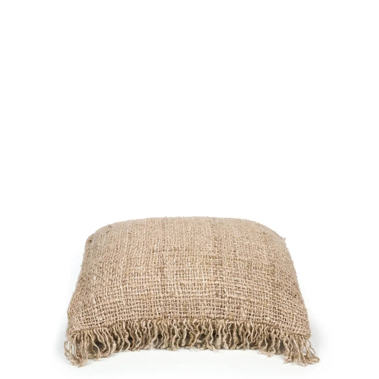 Housse de coussin carrée beige en coton à franges 40x40 cm