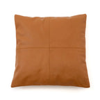 Coussin carré en cuir camel avec couture croisée de 40x40 cm