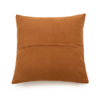 Coussin carré en cuir camel rust-orange avec fermeture enveloppe et couture croisée
