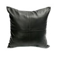 Housse de coussin carrée en cuir noir surpiqué 40x40 cm