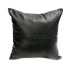 Housse de coussin carrée en cuir noir surpiqué 40x40 cm