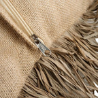 Coussin carré en Jute naturel avec fermeture éclair et franges en raphia 60x60 cm