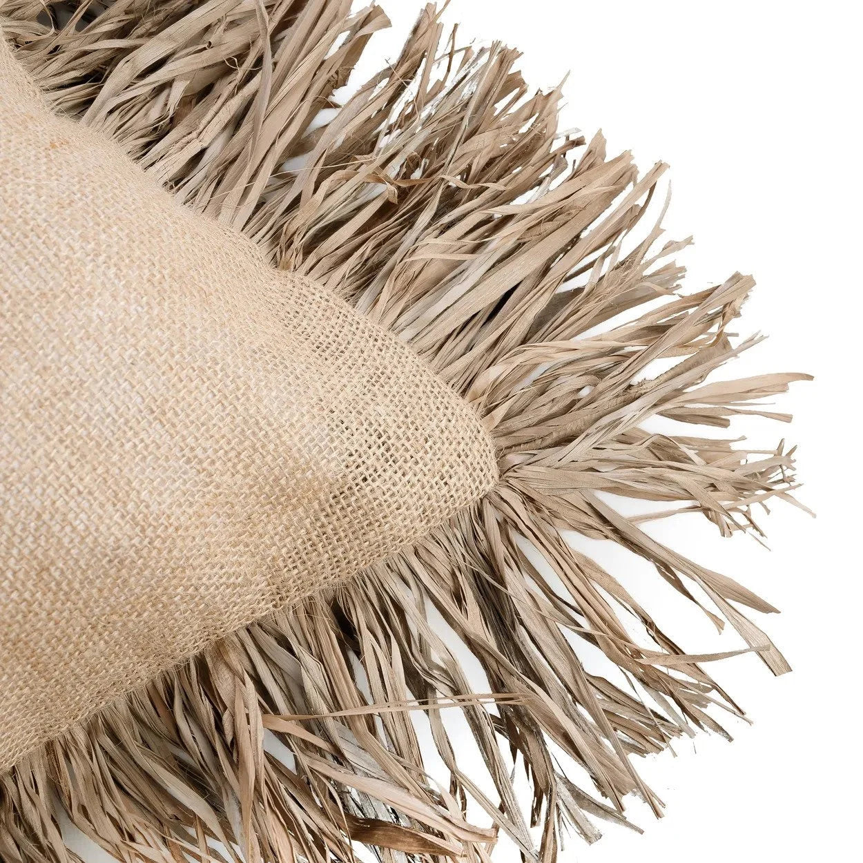Housse de coussin en jute naturel avec franges en raphia, 60x60 cm