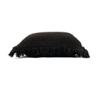 Housse coussin carrée noire lune avec franges – 50x50 cm