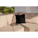 Housse coussin carrée noire lune avec franges – 50x50 cm