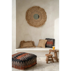 Housse de coussin carrée en raphia tressé naturel bohème