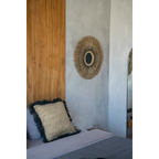 Miroir rond en paille style bohème pour décoration intérieure naturelle