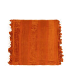 Coussin carré en velours rouille avec rayures et franges, 60x60 cm