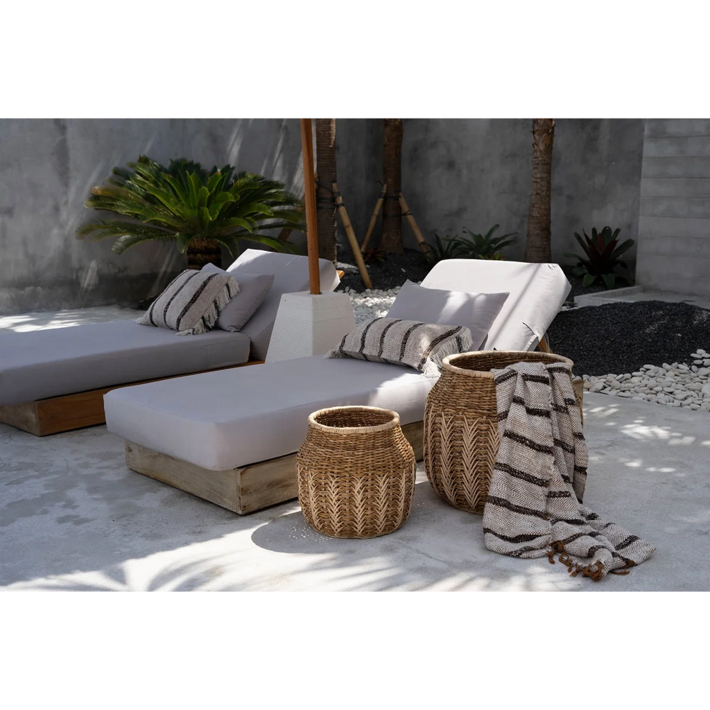 Housse de coussin coton beige à franges - 40x40 cm