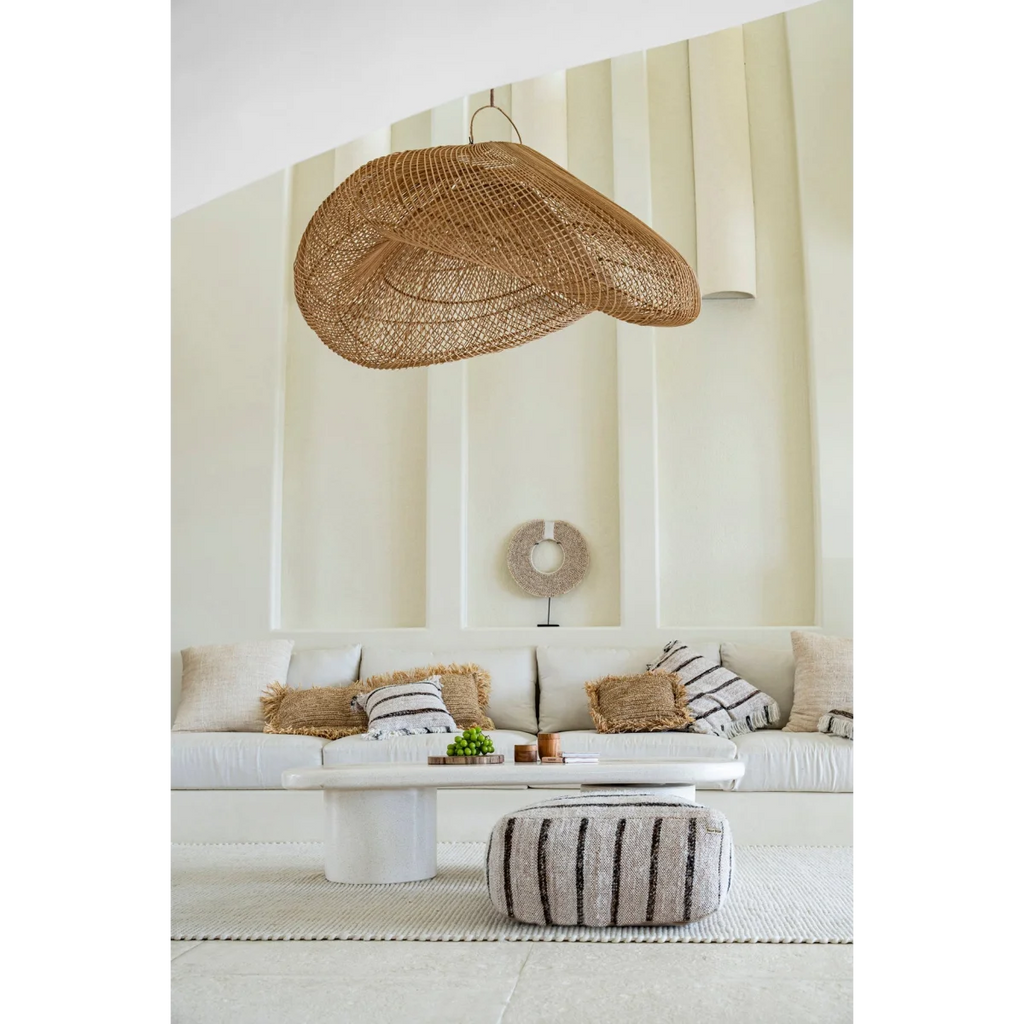 Housse de coussin coton beige à franges - 40x40 cm