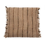 Housse de coussin en coton beige noir 60x60 cm avec oreiller à franges rayé brun