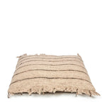 Coussin beige rayé à franges en coton 60x60 cm pour décoration intérieure