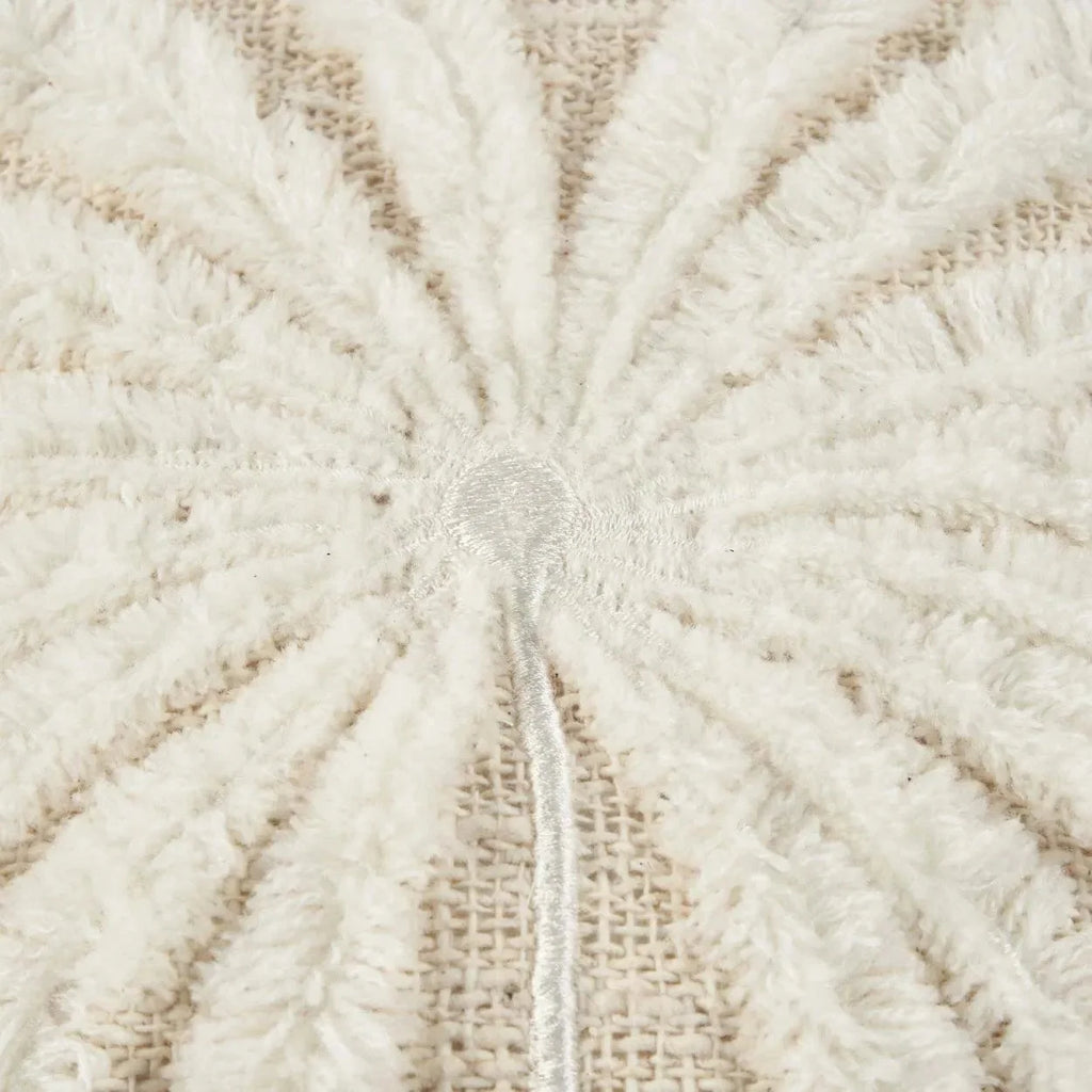 Housse de coussin coton blanc naturel avec motif palmier stylisé 50x50 cm