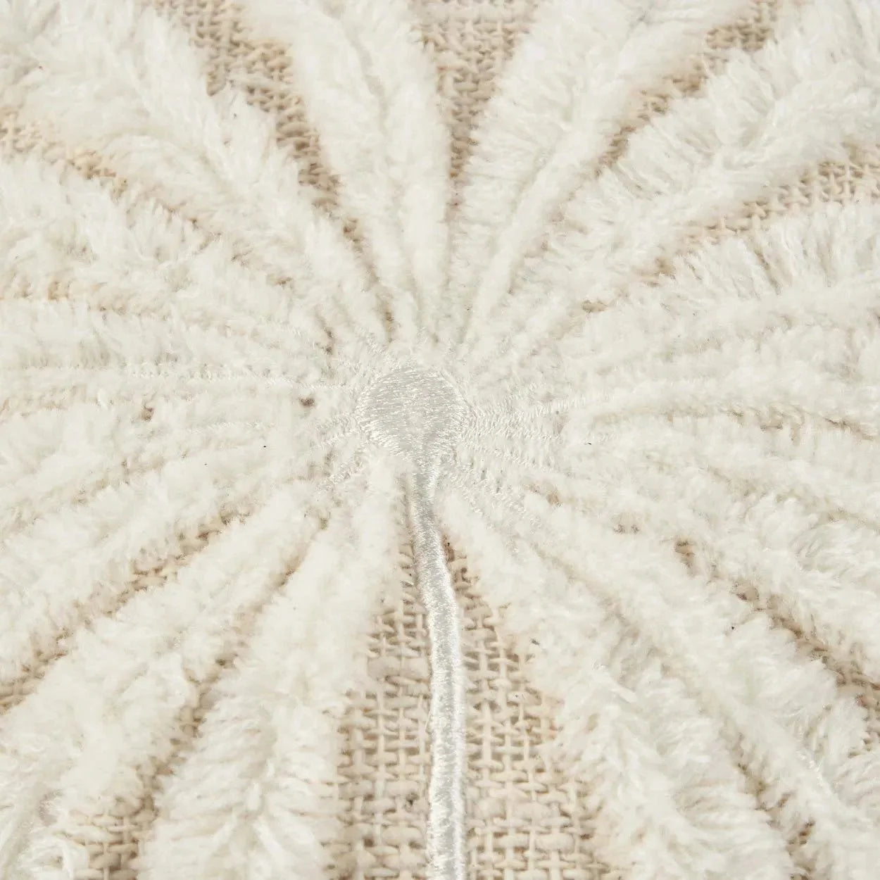 Housse de coussin coton blanc naturel avec motif palmier stylisé 50x50 cm