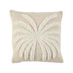 Housse de coussin coton blanc naturel motif palmier stylisé – 50x50 cm