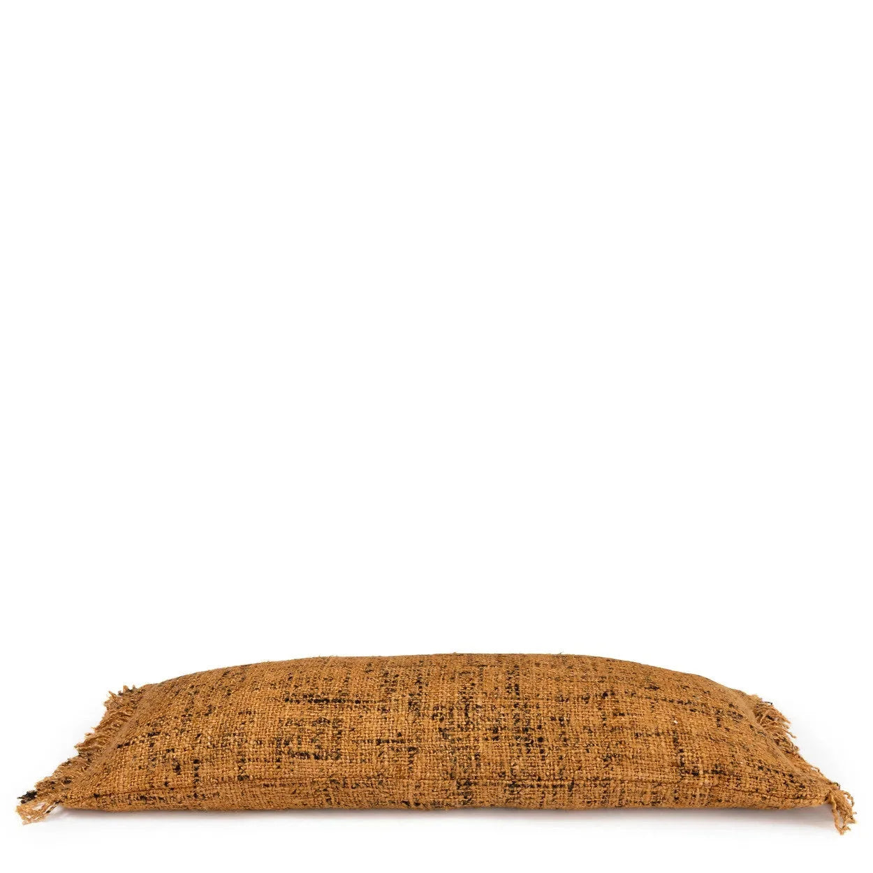 Coussin en coton cannelle noir 35x100 cm avec housse en toile de jute marron rectangulaire