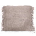 Coussin en coton gris perle avec franges, carré, léger, brun clair, bord frangé
