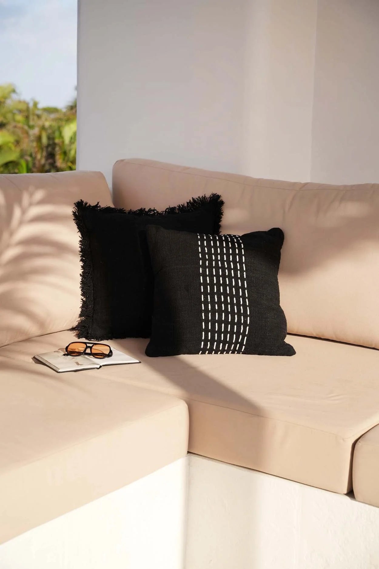 Housse de coussin coton noir et blanc 50x50 cm