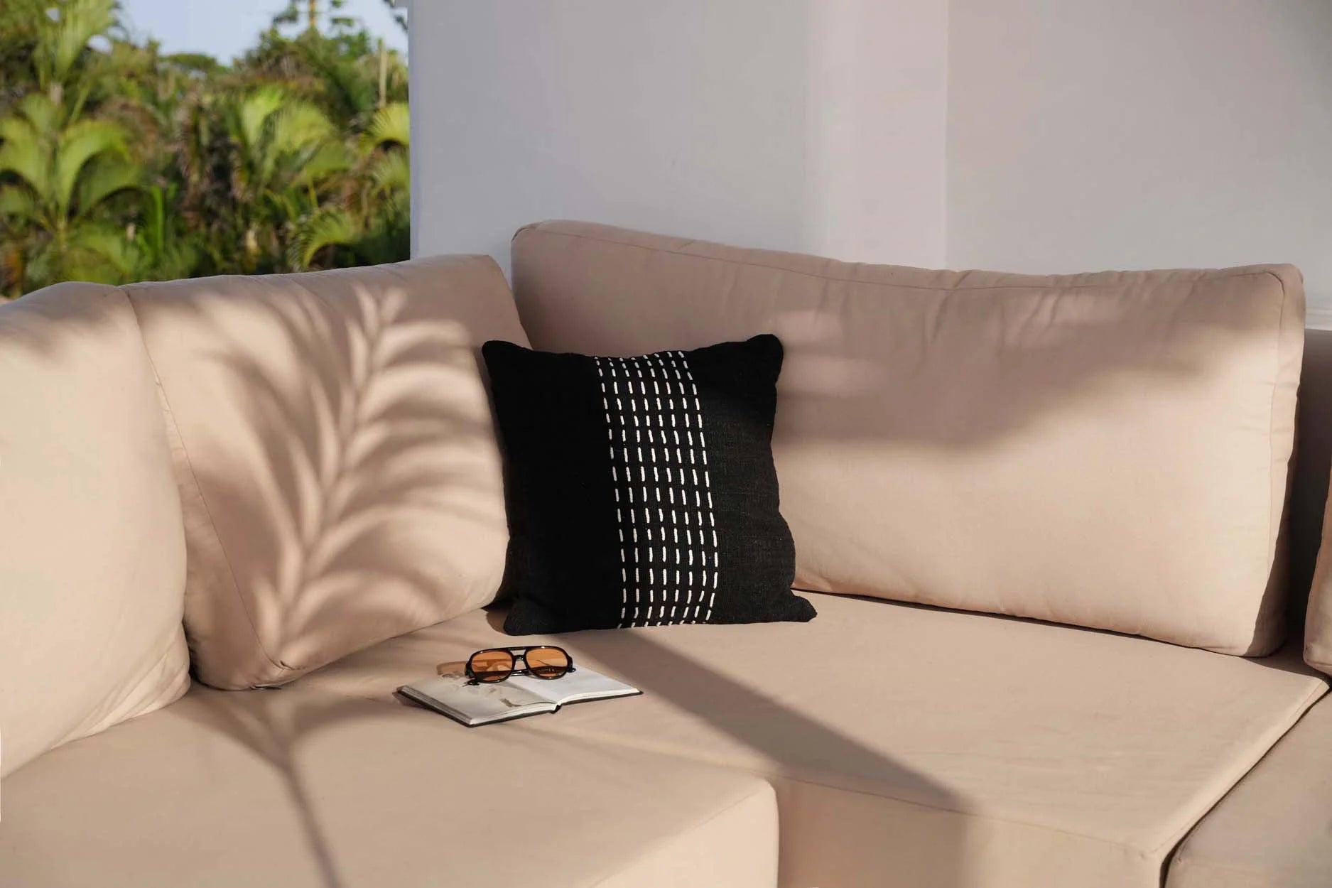 Housse de coussin coton noir et blanc 50x50 cm