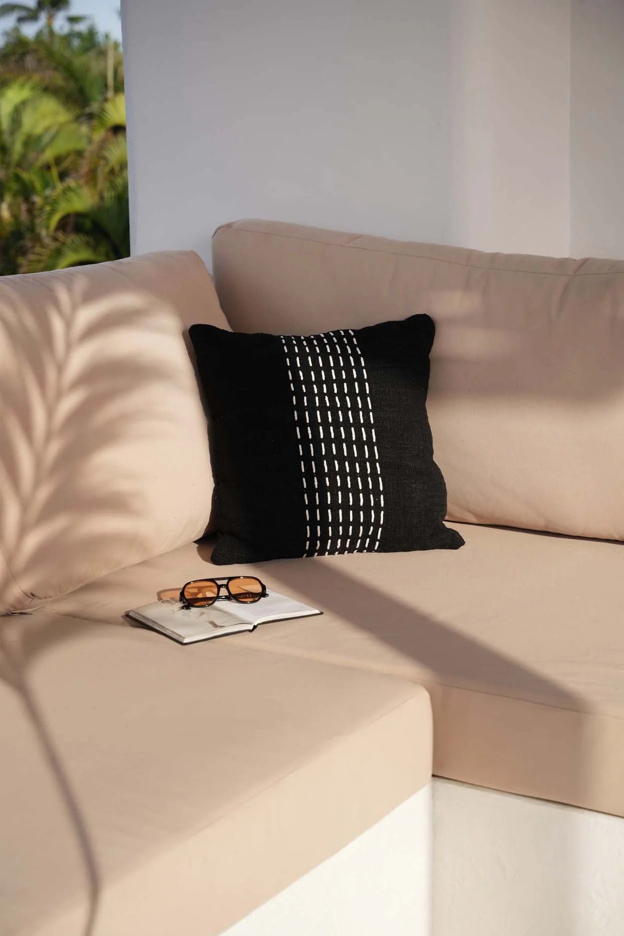 Housse de coussin coton noir et blanc 50x50 cm