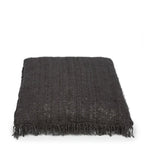 Plaid gris foncé en coton frangé de 60x60 cm pour canapé ou lit