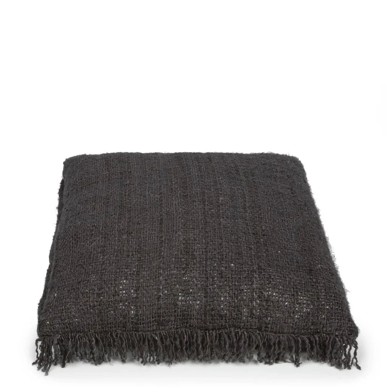 Plaid gris foncé en coton frangé de 60x60 cm pour canapé ou lit