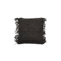 Coussin noir marine en coton carré avec franges, 40x40 cm, Housse de coussin en coton noir marine