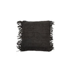 Coussin noir marine en coton carré avec franges, 40x40 cm, Housse de coussin en coton noir marine